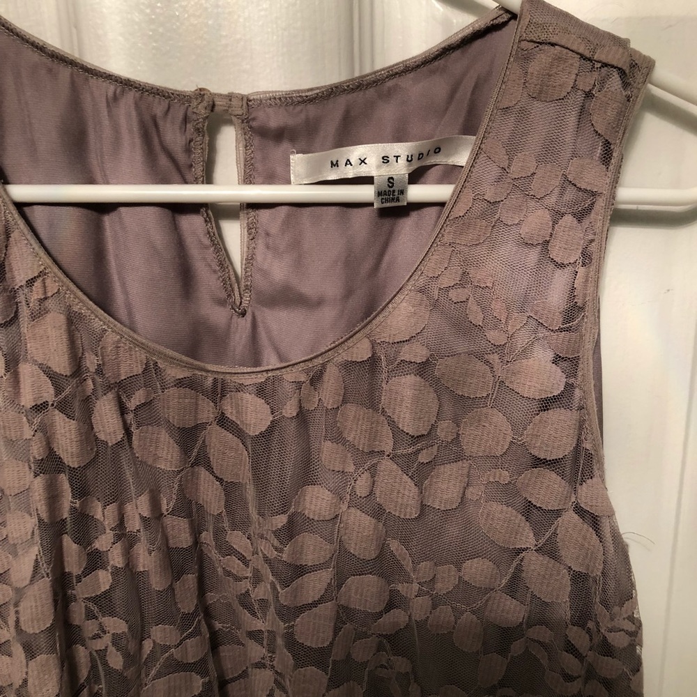 Max Studio grey floral pleated dress
